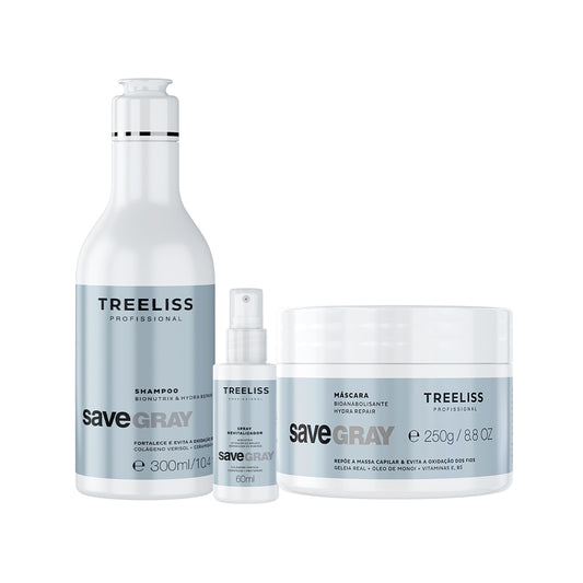 Tree Liss Save Gray Bionutrix Home Care Kit — Shampoo 10.1oz, Mask 8.4oz & Revitalizing Spray 2oz