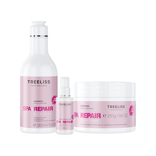 Tree Liss Spa & Repair Metal Control Home Care Kit — Shampoo 10.1oz, Mask 8.8oz & Hair Defense Spray 2oz