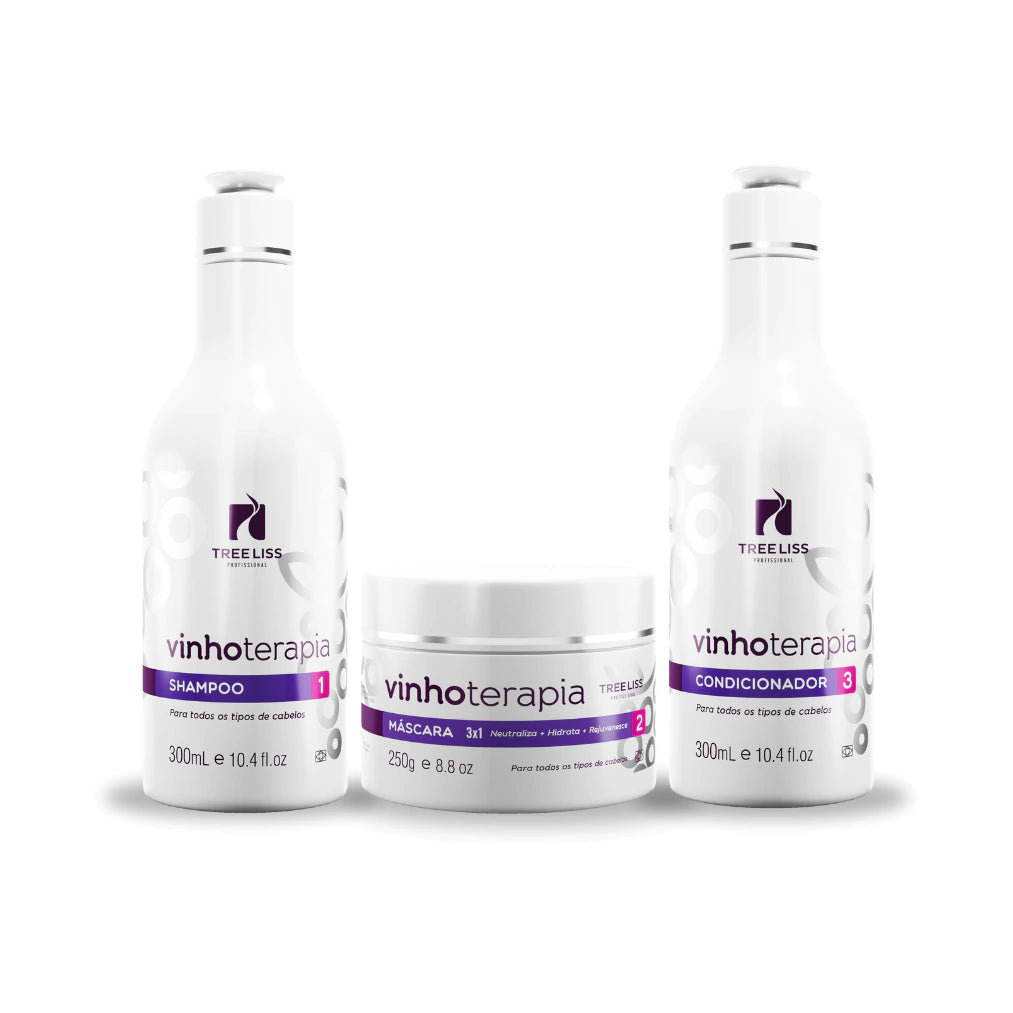 Tree Liss Vinhoterapia Home Care Kit — Shampoo 10.1oz, Mask 8.8oz & Conditioner 10.1oz