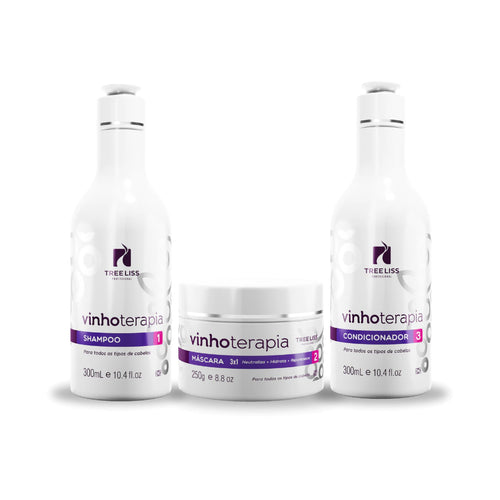 Tree Liss Vinhoterapia Home Care Kit — Shampoo 10.1oz, Mask 8.8oz & Conditioner 10.1oz